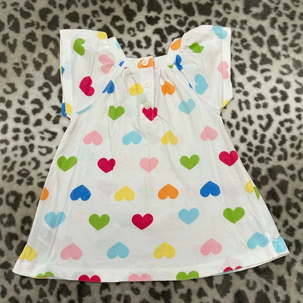 Carter’s Heart Print Short Sleeve Top in White Size 3T Toddler Girls